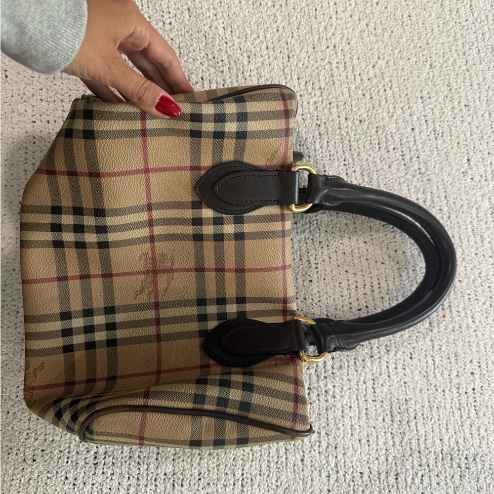 Burberry Tan and Black Check Shoulder Bag